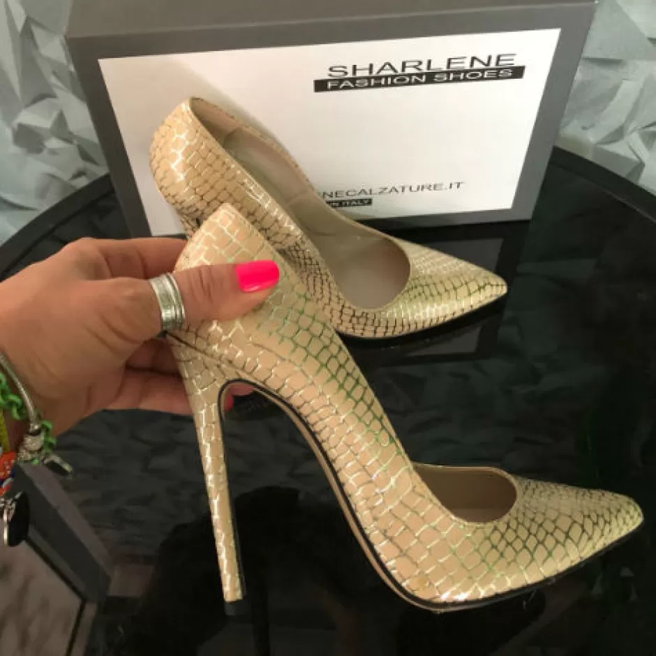 Donna SHARLENE CALZATURE Decollete-Beige Coconut Patent Leather Pumps - Cod. 20708