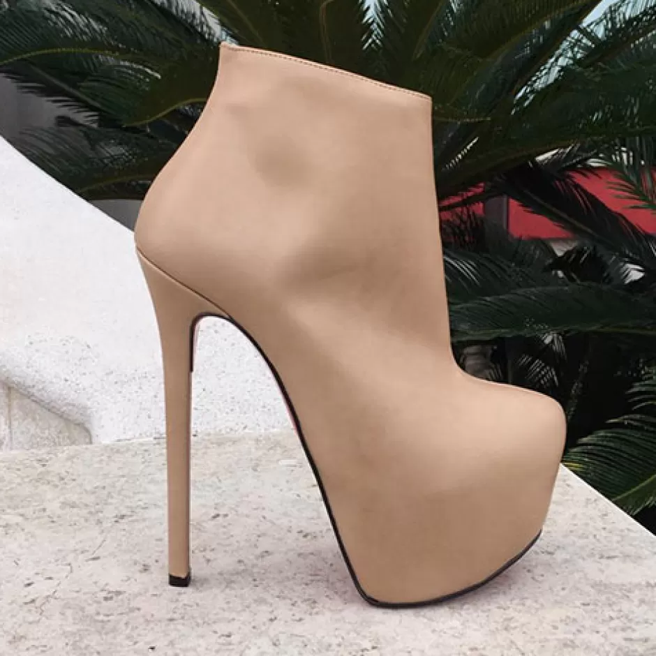 Donna SHARLENE CALZATURE Tronchetti-Biscuit Coloured Leather Ankle Boot - Code 13063