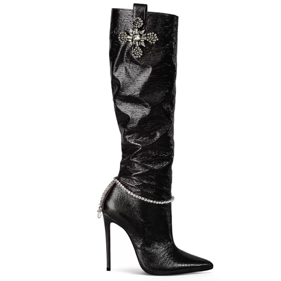 Donna SHARLENE CALZATURE Stivali-Black/ Jewel Laminated Boot - Cod. 36468