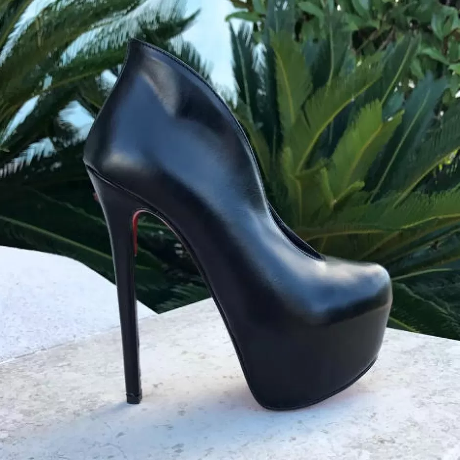 Donna SHARLENE CALZATURE Tronchetti-Black Leather Ankle Boot - Cod. 18014