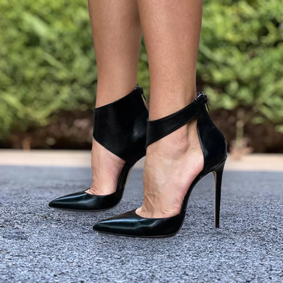 Donna SHARLENE CALZATURE Tronchetti-Black Leather Ankle Boot - Cod. 29777