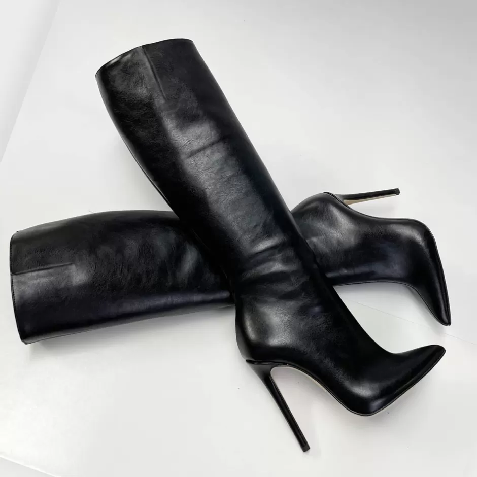 Donna SHARLENE CALZATURE Stivali-Black Leather Boot - Cod. 34760