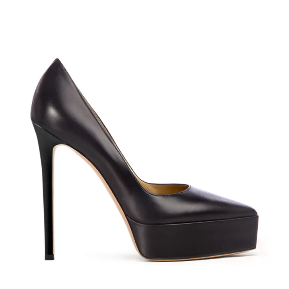 Donna SHARLENE CALZATURE Decollete-Black Leather Decollete - Cod. 37909