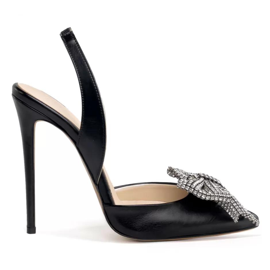 Donna SHARLENE CALZATURE Sandali-Black Leather/ Jewel Bow Sandal - Cod. 40597