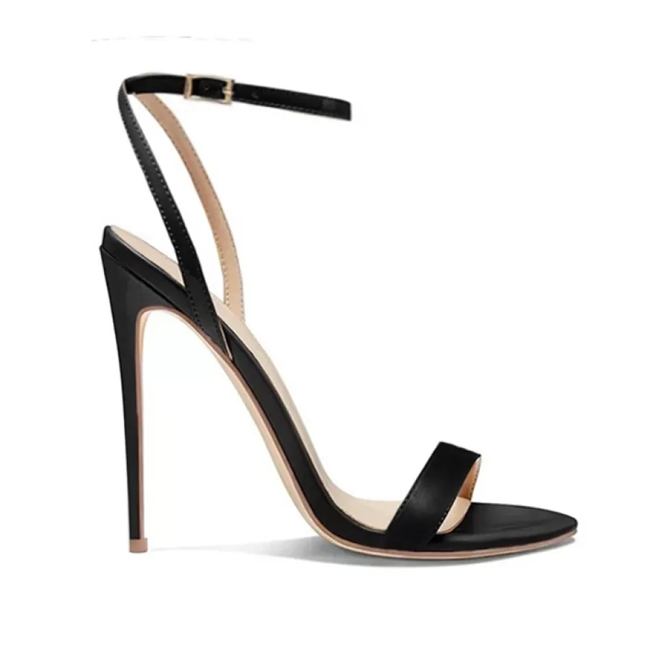 Donna SHARLENE CALZATURE Sandali-Black Leather Lace-Up Sandal - Cod. 17842