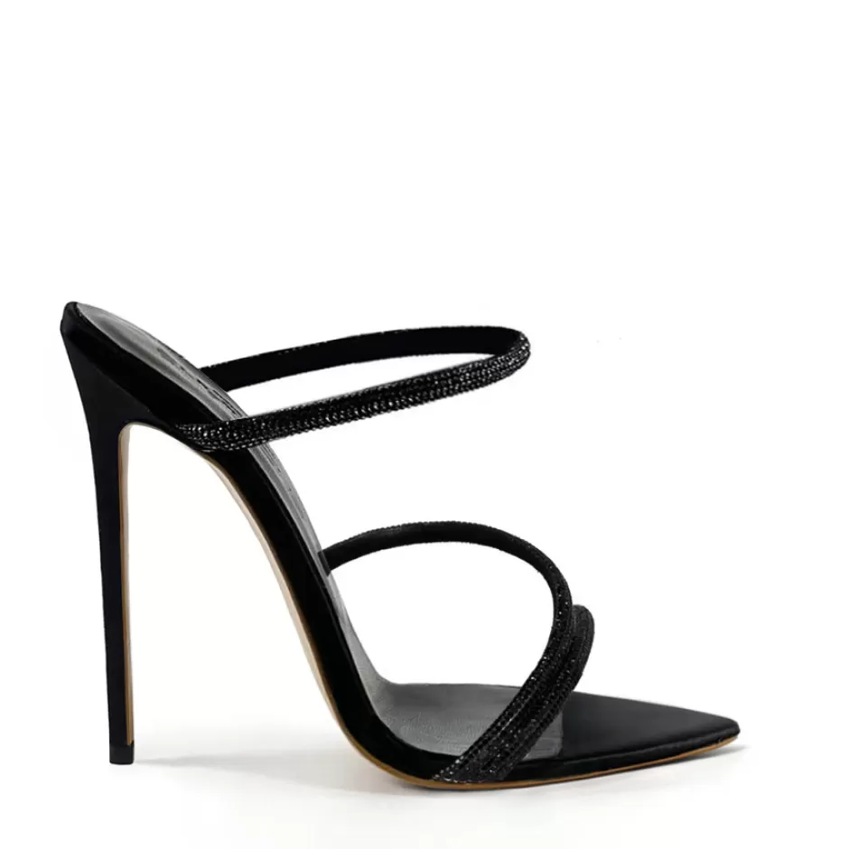 Donna SHARLENE CALZATURE Sandali-Black Leather Sabot Sandal - Cod. 41373