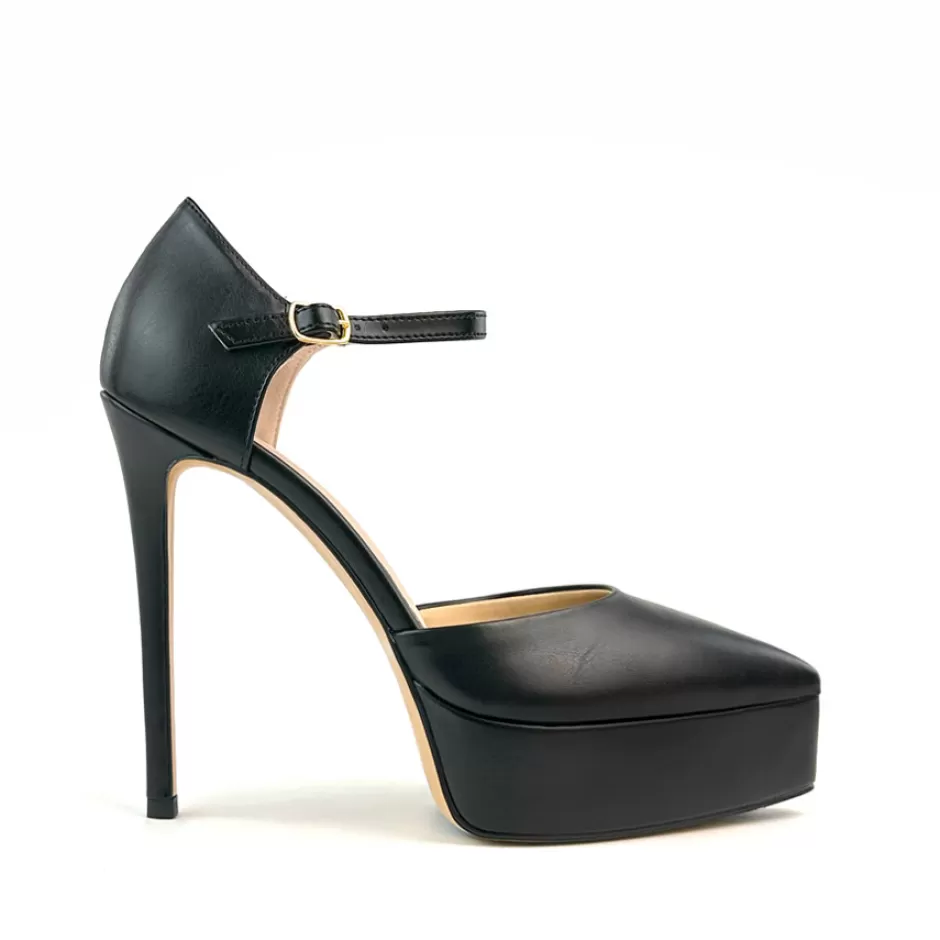 Donna SHARLENE CALZATURE Sandali-Black Leather Sandal - Cod. 42036