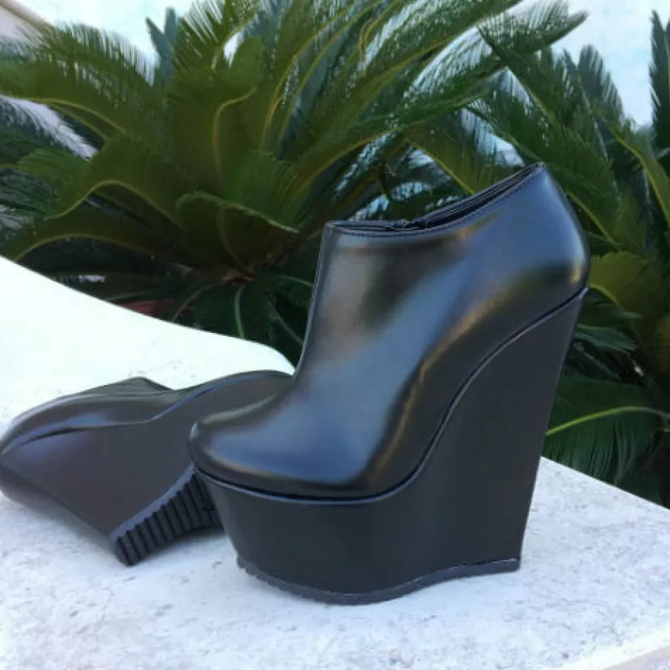 Donna SHARLENE CALZATURE Polacchetti-Black Leather Zipper - Code 13480