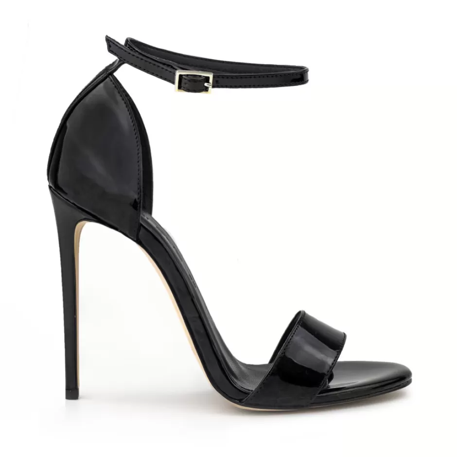 Donna SHARLENE CALZATURE Sandali-Black Patent Leather Sandal - Cod. 27884