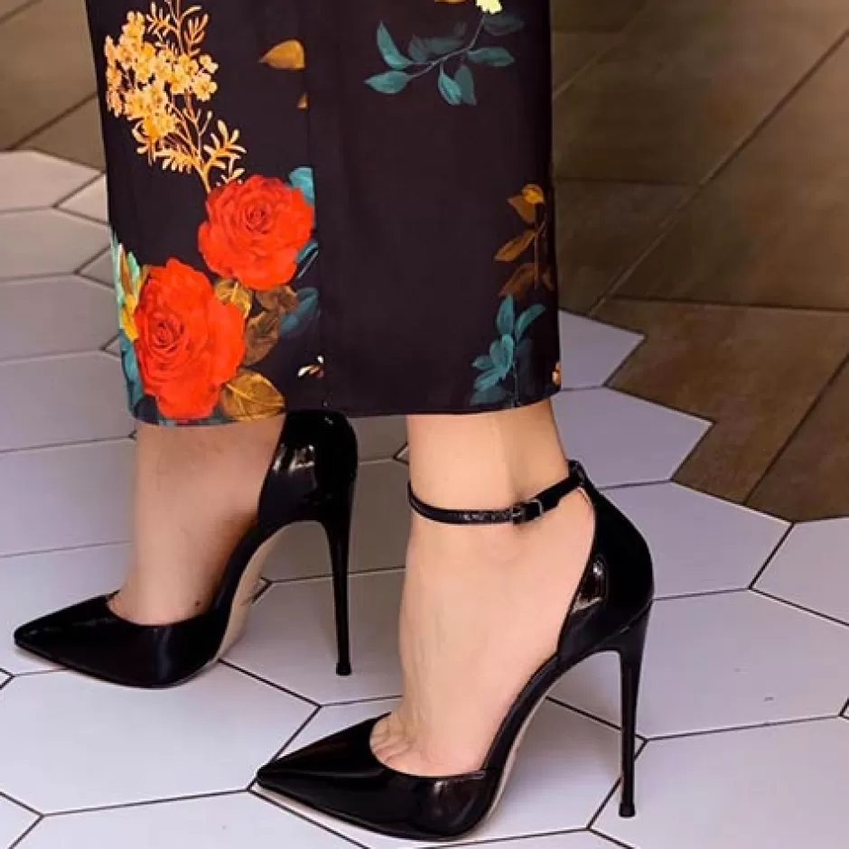 Donna SHARLENE CALZATURE Sandali-Black Patent Leather Sandal - Cod. 27830