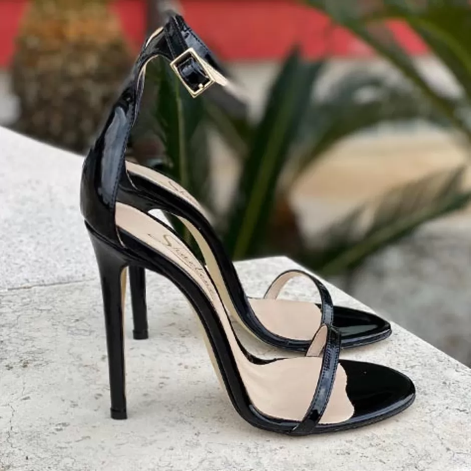 Donna SHARLENE CALZATURE Sandali-Black Patent Leather Sandal - Cod. 27385