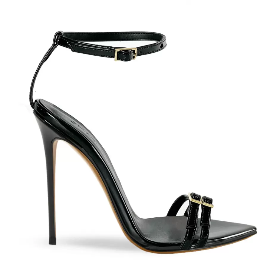 Donna SHARLENE CALZATURE Sandali-Black Patent Leather Sandal - Cod. 29255