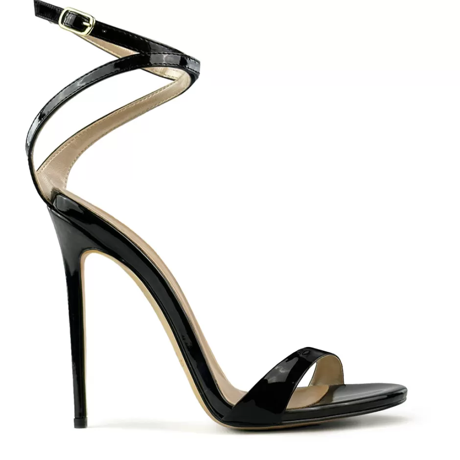 Donna SHARLENE CALZATURE Sandali-Black Patent Leather Slingback Sandal - Cod. 41413