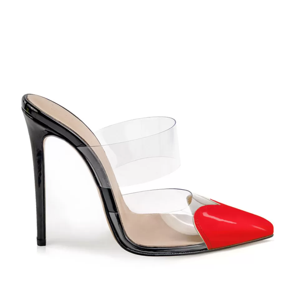 Donna SHARLENE CALZATURE Sandali-Black Patent Leather/Red Heart Sandal - Cod. 40895