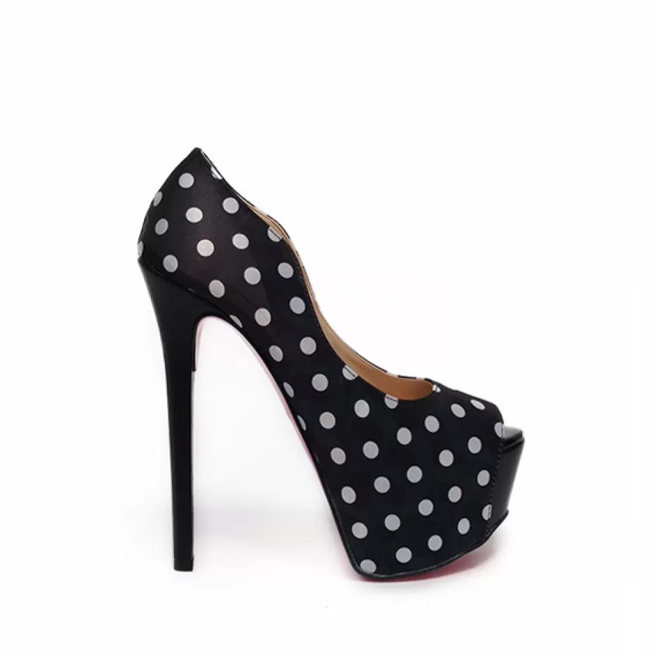 Donna SHARLENE CALZATURE Decollete-Black Polka Dot Open Neckline - Cod. 5552