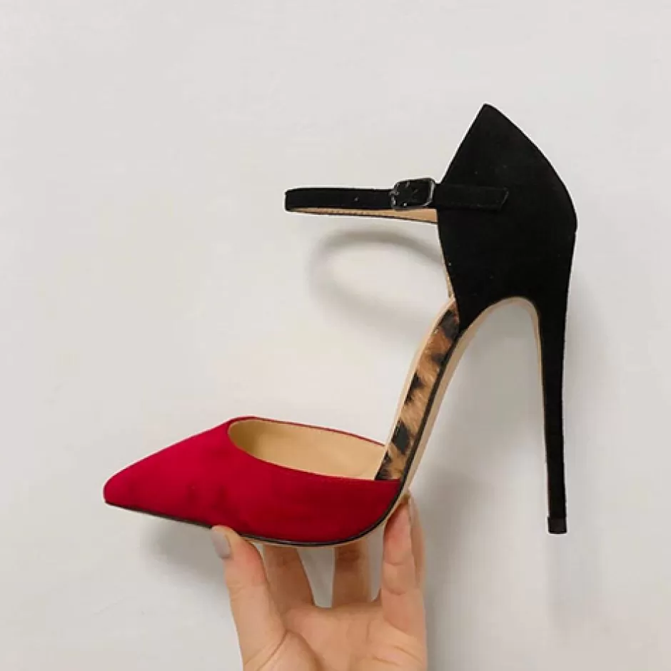 Donna SHARLENE CALZATURE Sandali-Black Red/ Spotted Suede Sandal - Cod. 27780