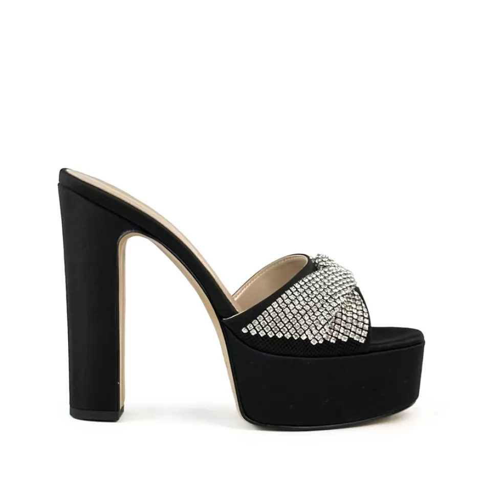 Donna SHARLENE CALZATURE Sandali-Black Satin/ Jewel Sabot - Cod. 42174