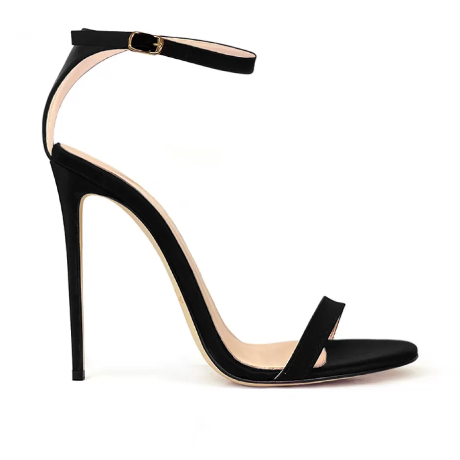 Donna SHARLENE CALZATURE Sandali-Black Satin Sandal - Cod. 30499