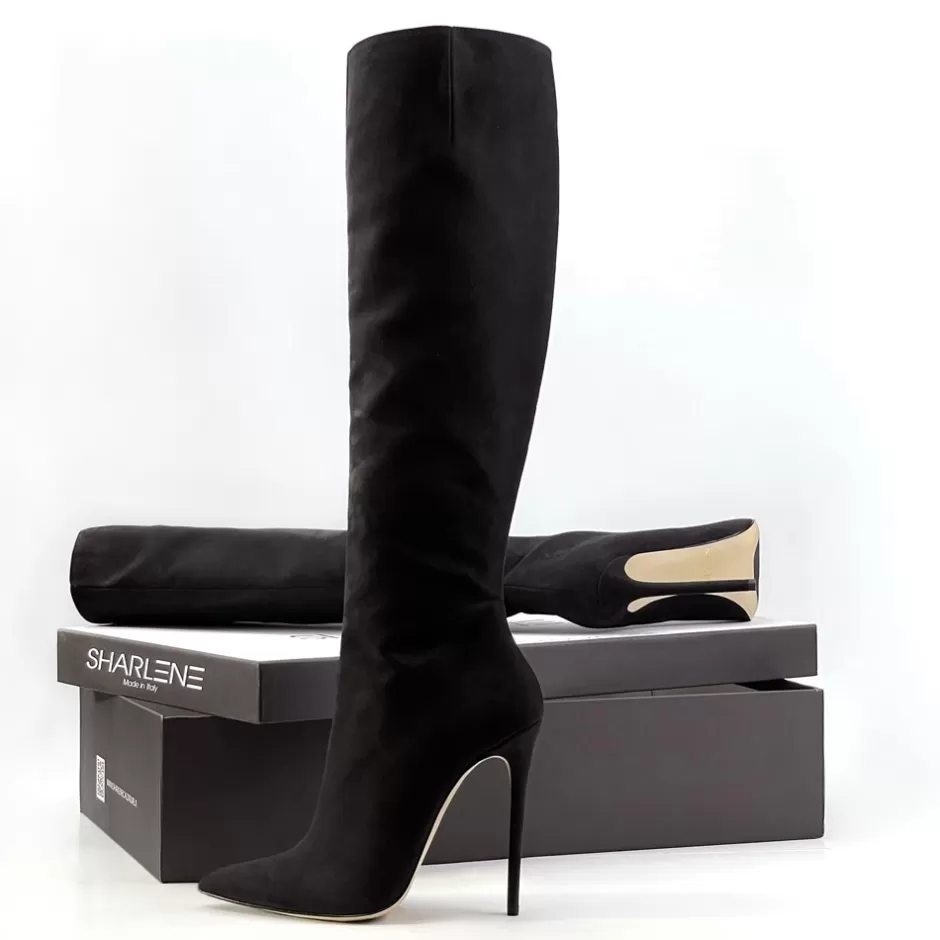 Donna SHARLENE CALZATURE Stivali-Black Suede Boot - Cod. 27153