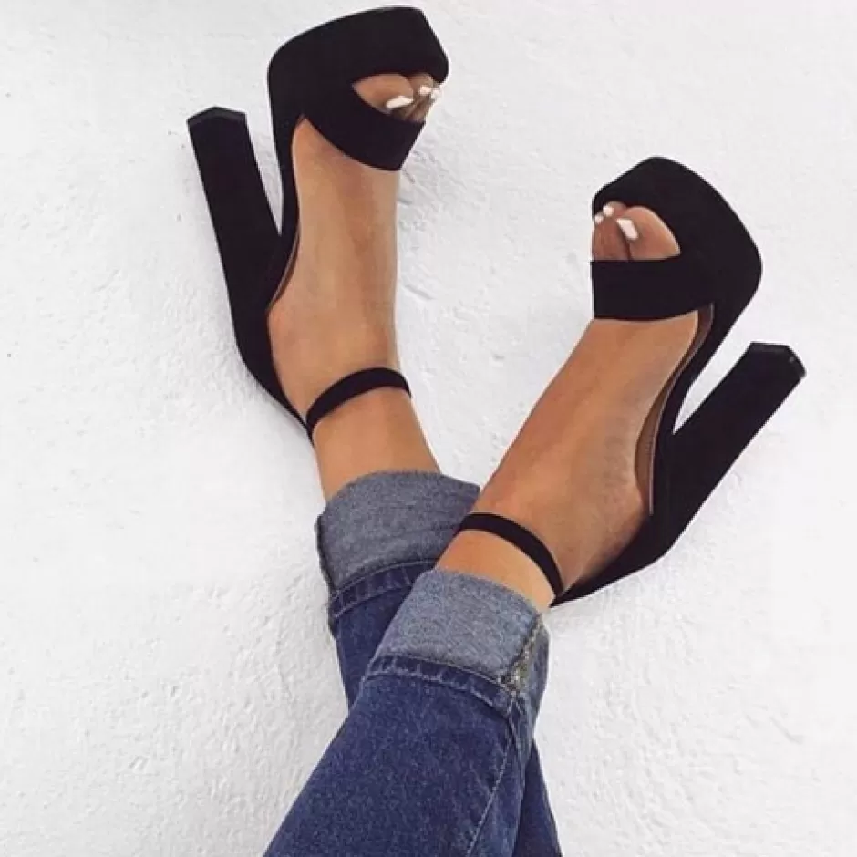 Donna SHARLENE CALZATURE Sandali-Black Suede Sandal - Cod. 24503