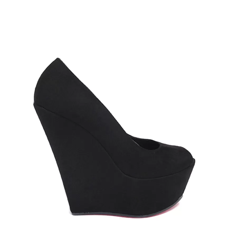 Donna SHARLENE CALZATURE Zeppe-Black Suede Wedge - Cod. 6180