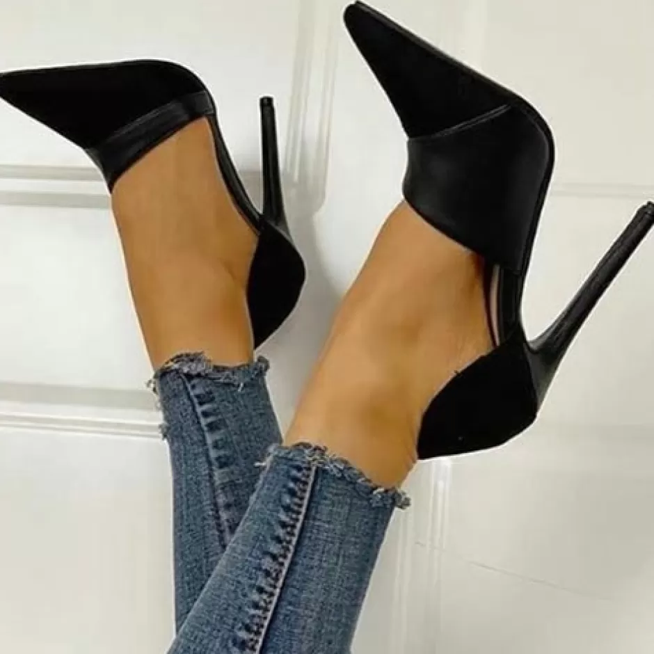 Donna SHARLENE CALZATURE Tronchetti-Black Suede/Leather Ankle Boot - Cod. 25637