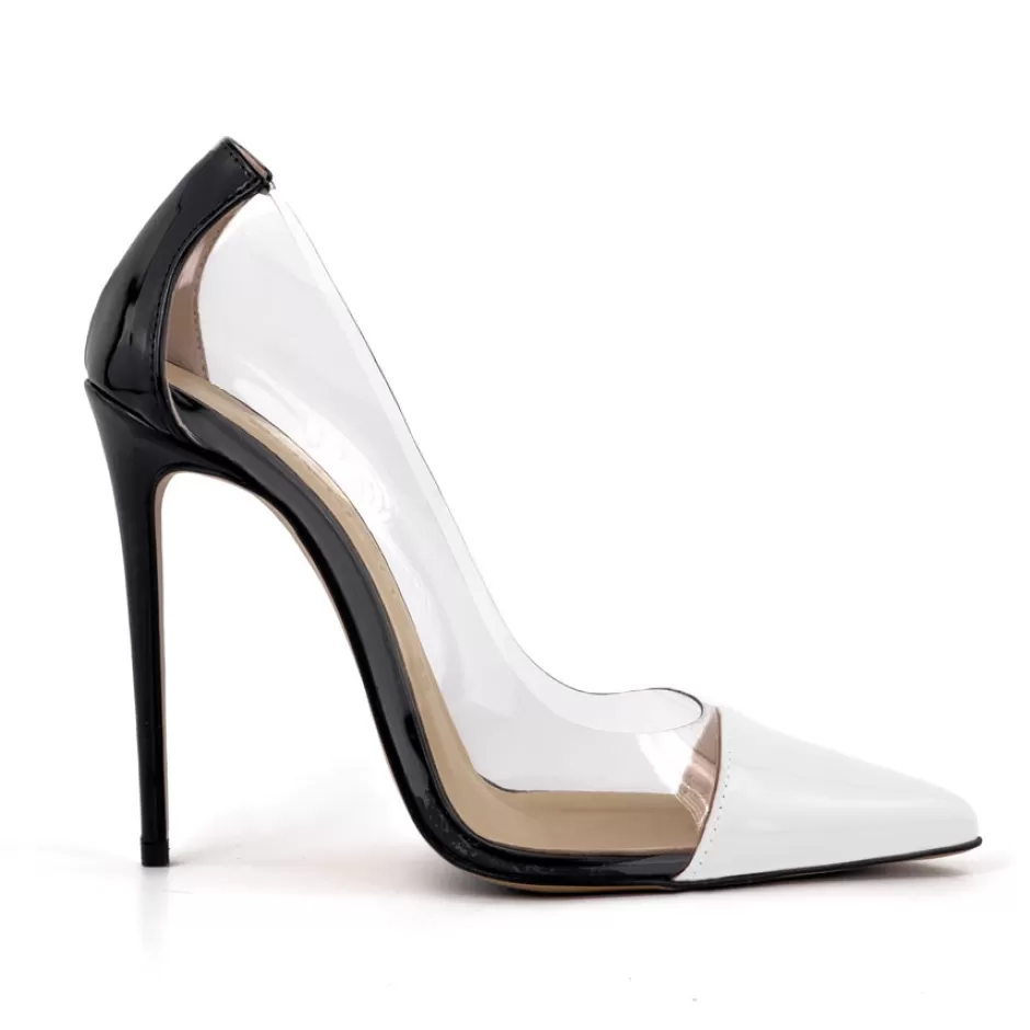 Donna SHARLENE CALZATURE Decollete-Black White/ Transparent Patent Leather Pumps - Cod. 40030