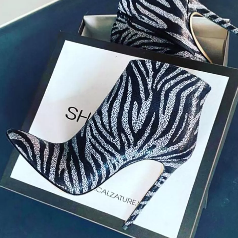 Donna SHARLENE CALZATURE Tronchetti-Black Zebra Print Ankle Boot - Cod. 29607