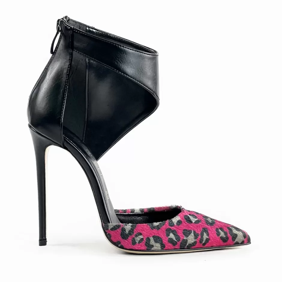 Donna SHARLENE CALZATURE Tronchetti-Black/Fuchsia Spotted Leather Ankle Boot - Cod. 35941