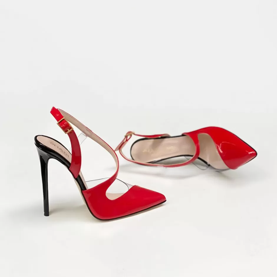 Donna SHARLENE CALZATURE Sandali-Black/Red Patent Leather Sandal - Cod. 16813