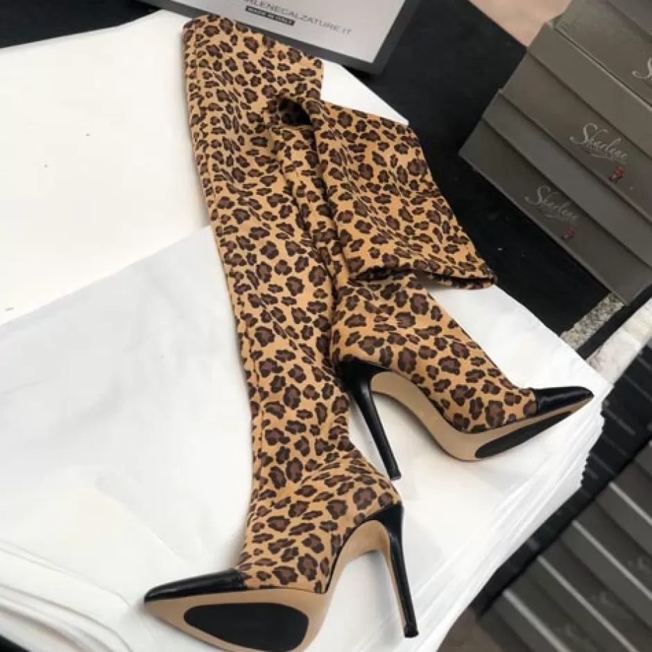 Donna SHARLENE CALZATURE Stivali-Black/Spotted Suede Elasticated Boot - Cod. 25999