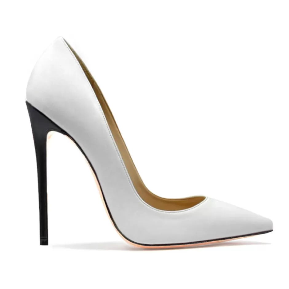 Donna SHARLENE CALZATURE Decollete-Black/White Leather Decollete - Cod. 39977