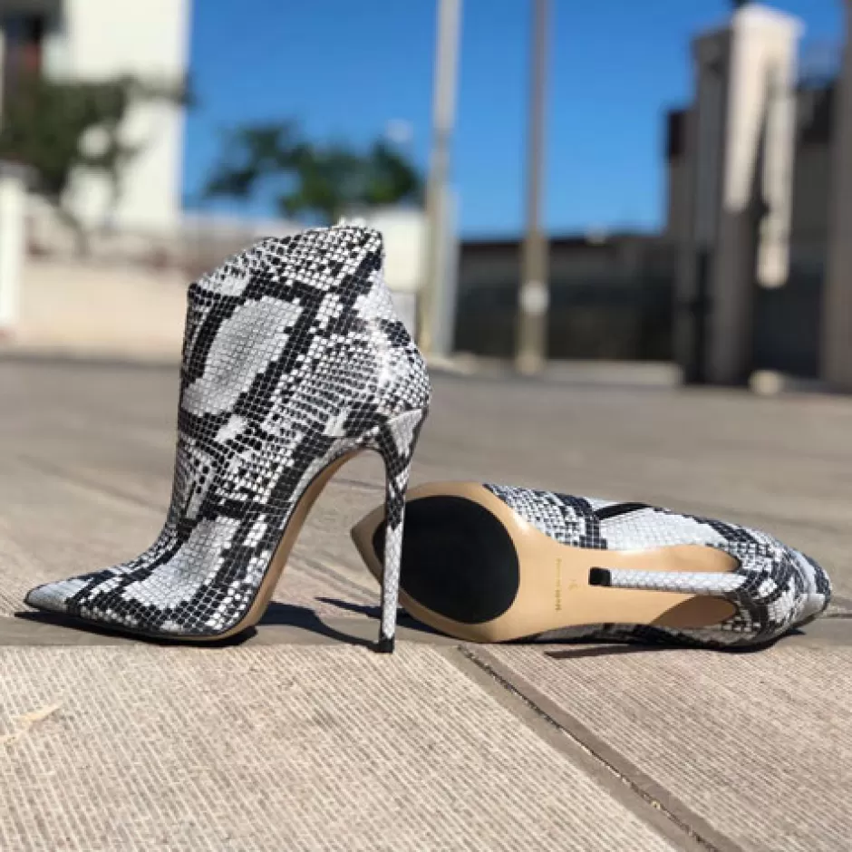 Donna SHARLENE CALZATURE Tronchetti-Black/White Pit Ankle Boot - Cod. 25721