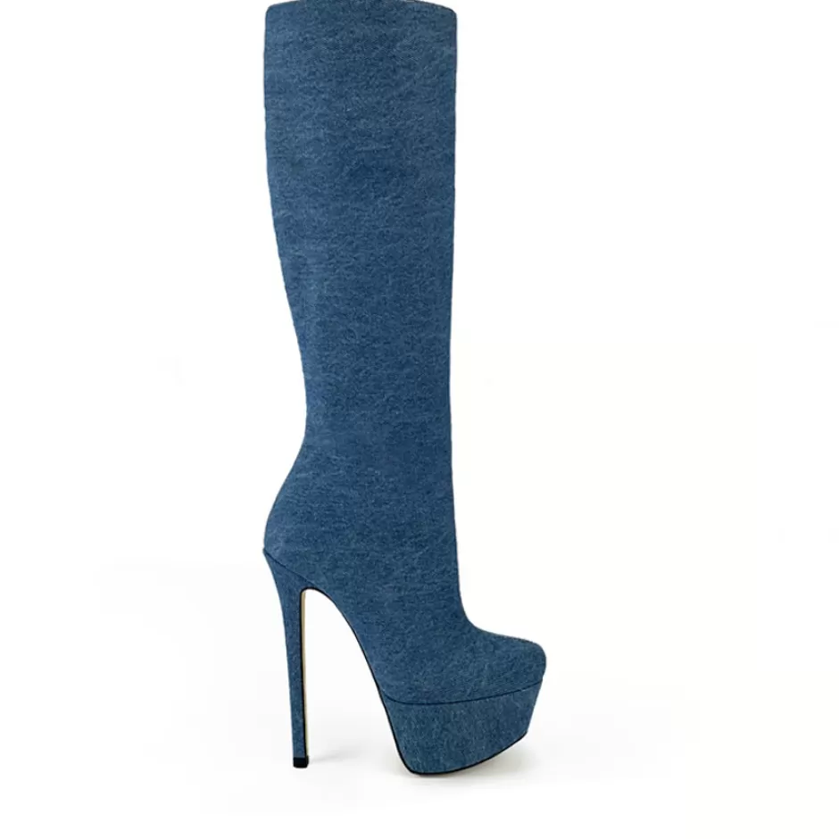 Donna SHARLENE CALZATURE Stivali-Blue Denim Boot - Cod. 39806