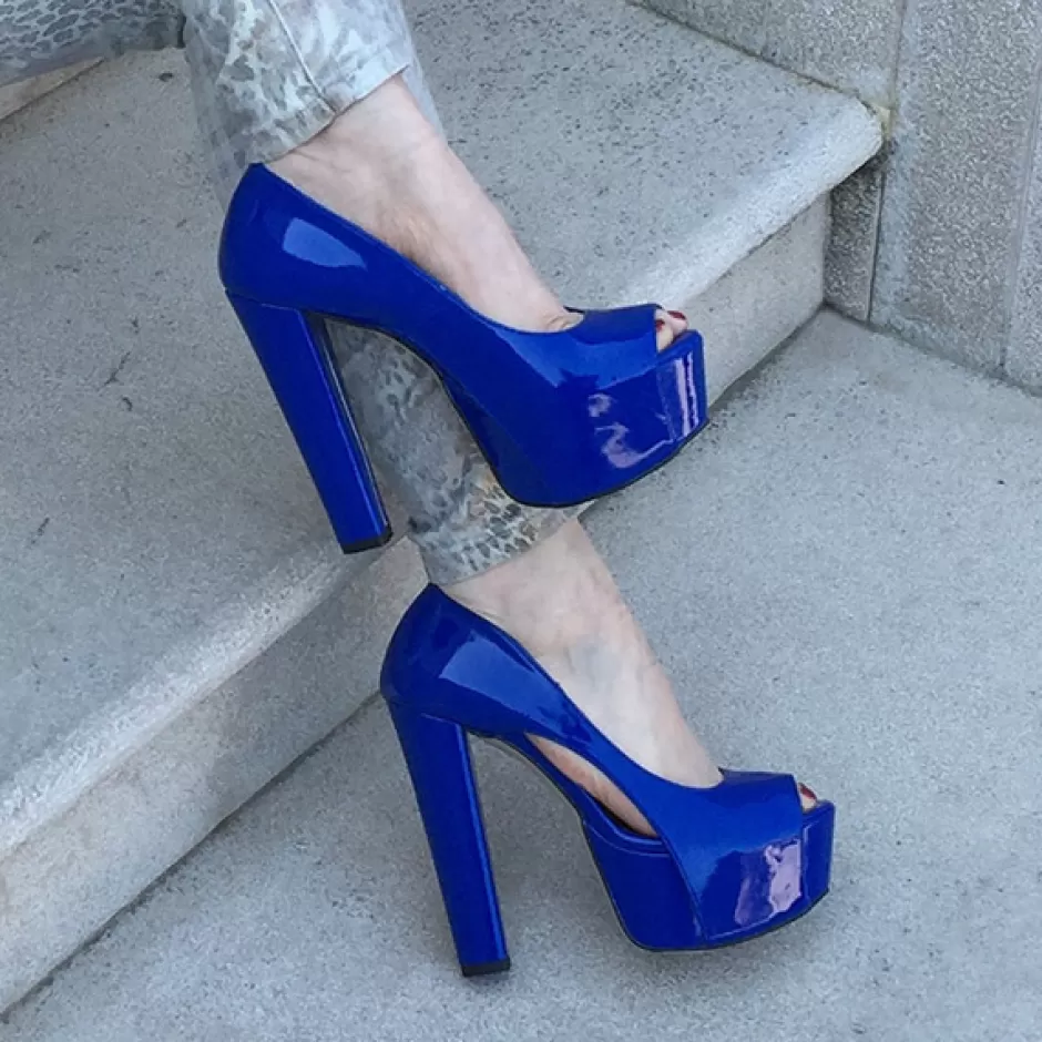 Donna SHARLENE CALZATURE Decollete-Blue Patent Leather Decollete - Code 9770