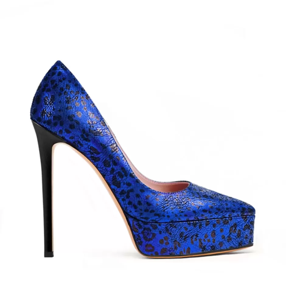 Donna SHARLENE CALZATURE Decollete-Blueette/Black Laminated Speckled Decollete - Cod. 39799