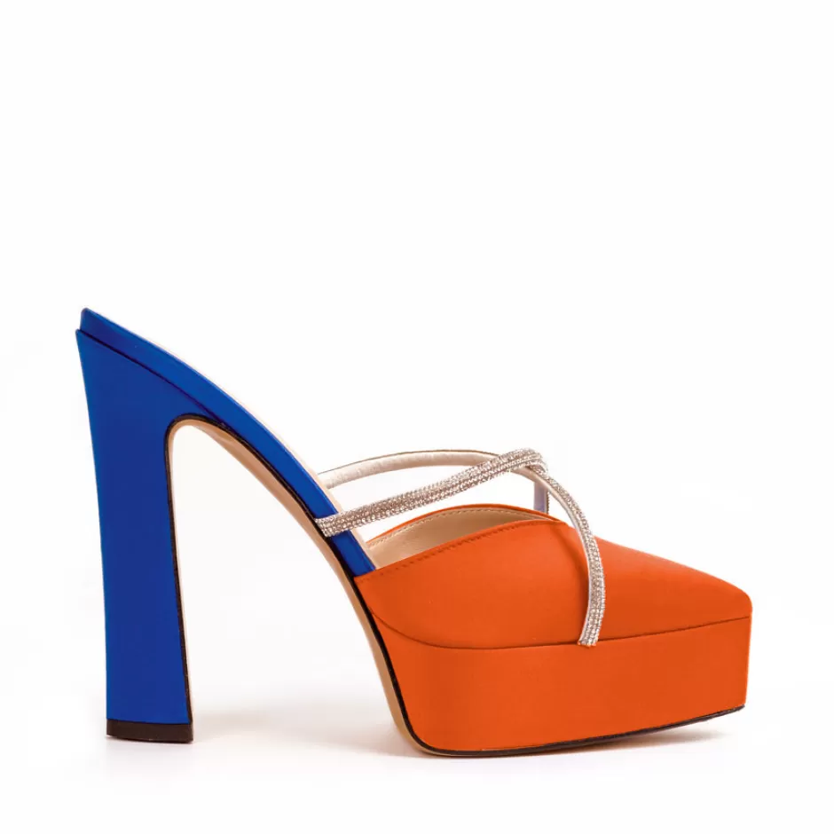 Donna SHARLENE CALZATURE Sandali-Blueette/Orange Satin Sandal - Cod. 40172