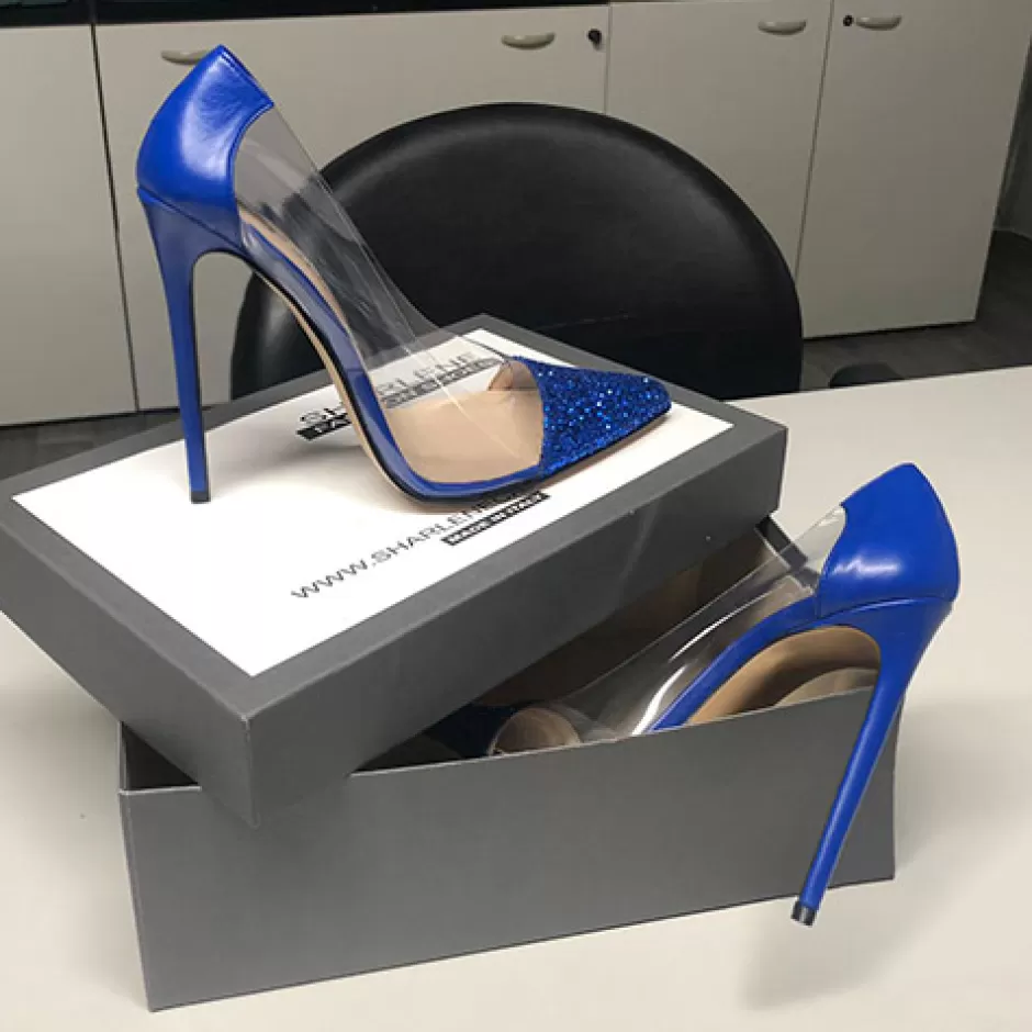 Donna SHARLENE CALZATURE Decollete-Bluette Glitter/Transparent Leather Decollete - Cod. 22593