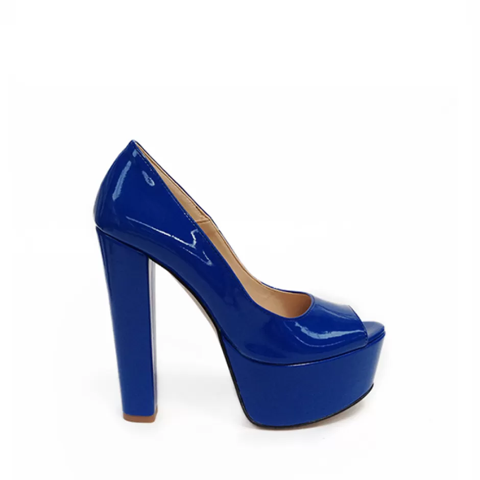 Donna SHARLENE CALZATURE Decollete-Bluette Patent Leather Spunted Neckline - Cod. 5837