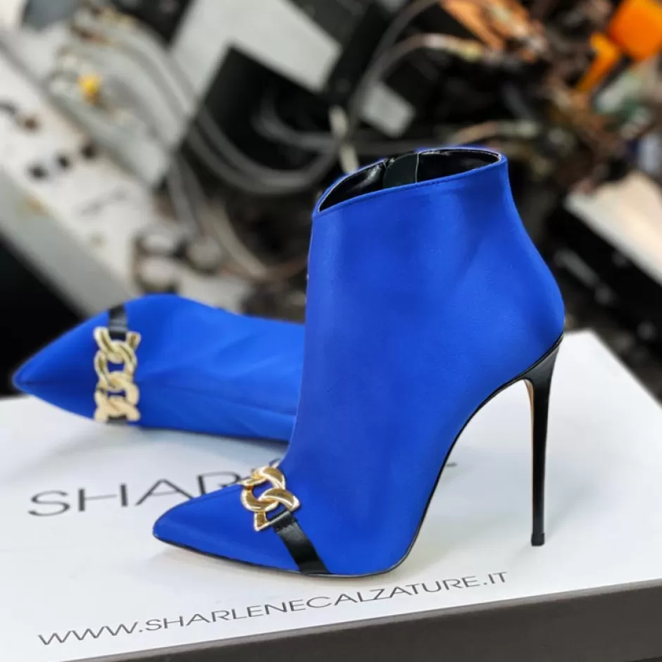 Donna SHARLENE CALZATURE Tronchetti-Bluette Satin/ Charme Ankle Boot - Cod. 28281