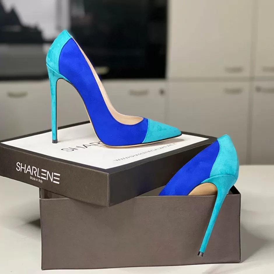Donna SHARLENE CALZATURE Decollete-Bluette/ Tiffany Suede Pump - Cod. 15936