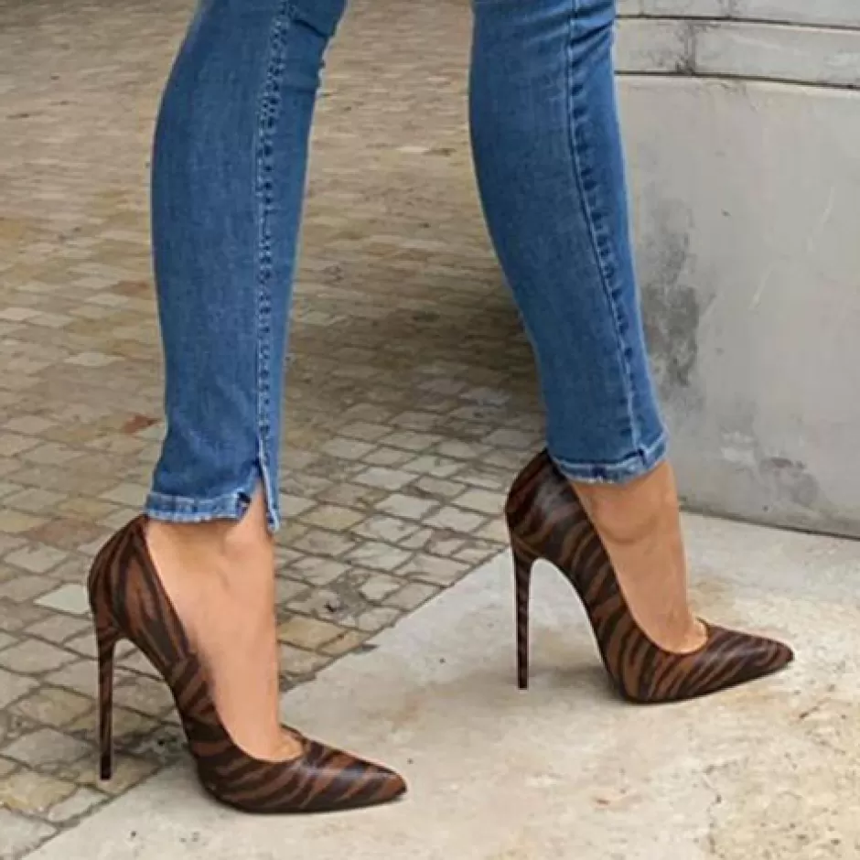 Donna SHARLENE CALZATURE Decollete-Brown Zebra Print Pump - Cod. 29639