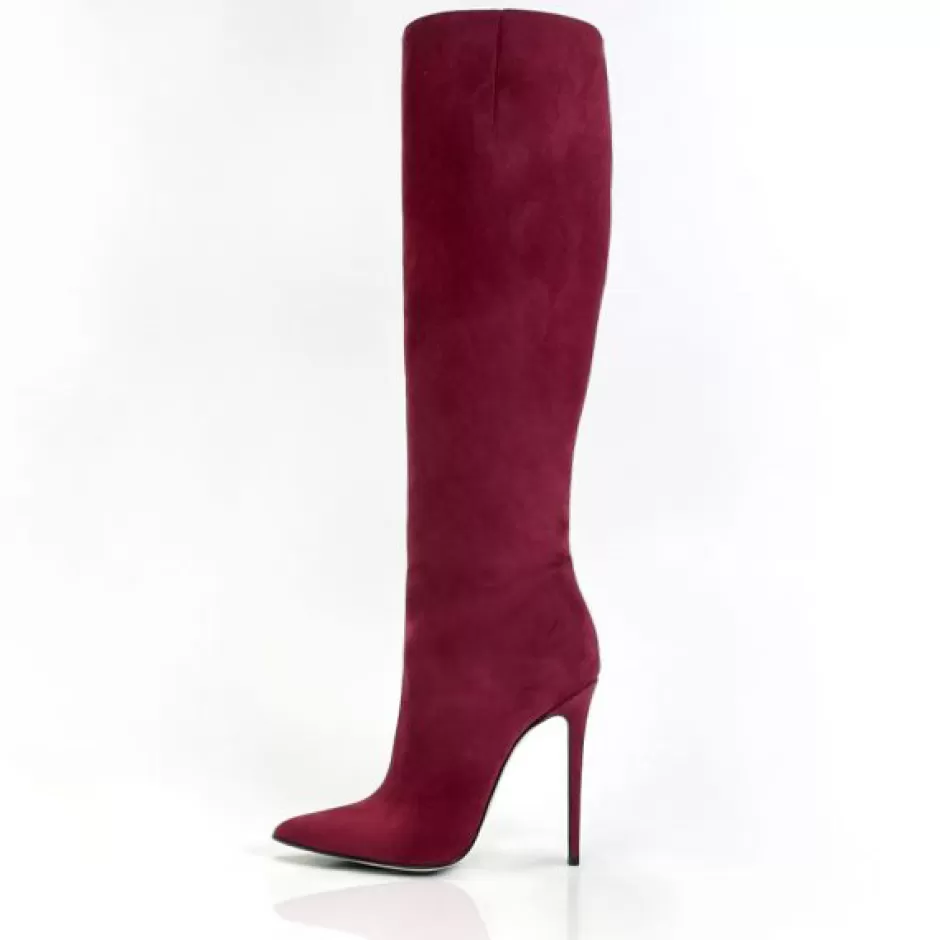 Donna SHARLENE CALZATURE Stivali-Burgundy Suede Boot - Cod. 24856