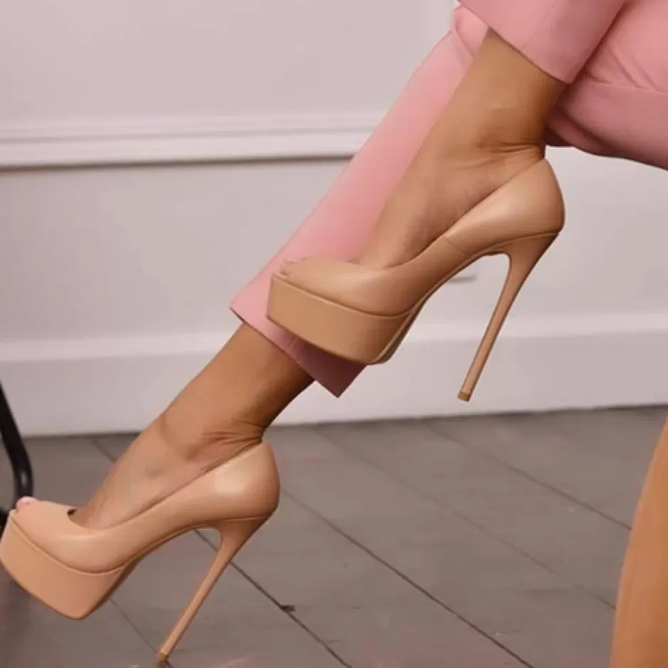 Donna SHARLENE CALZATURE Decollete-Carne Leather Spunted Tube - Cod. 27589