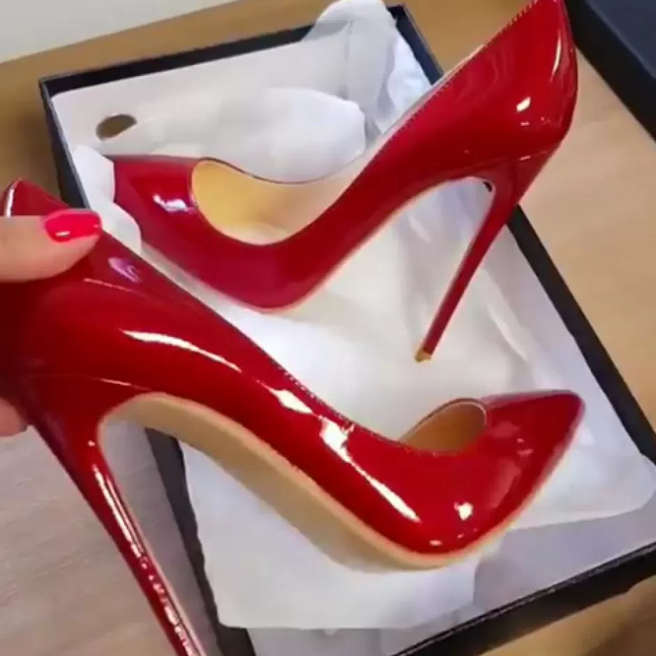 Donna SHARLENE CALZATURE Decollete-Cherry Red Patent Leather Pumps - Cod. 25538