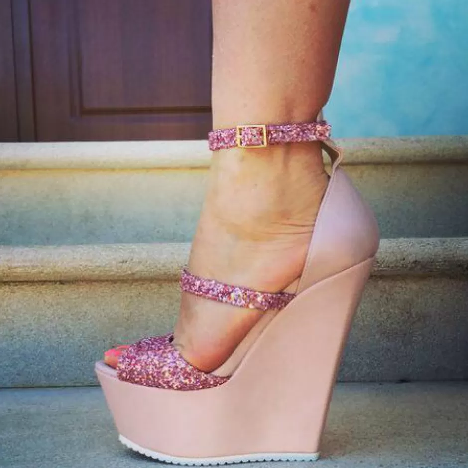 Donna SHARLENE CALZATURE Sandali-Cipria/ Glitter Leather Sandalwood - Cod. 17319