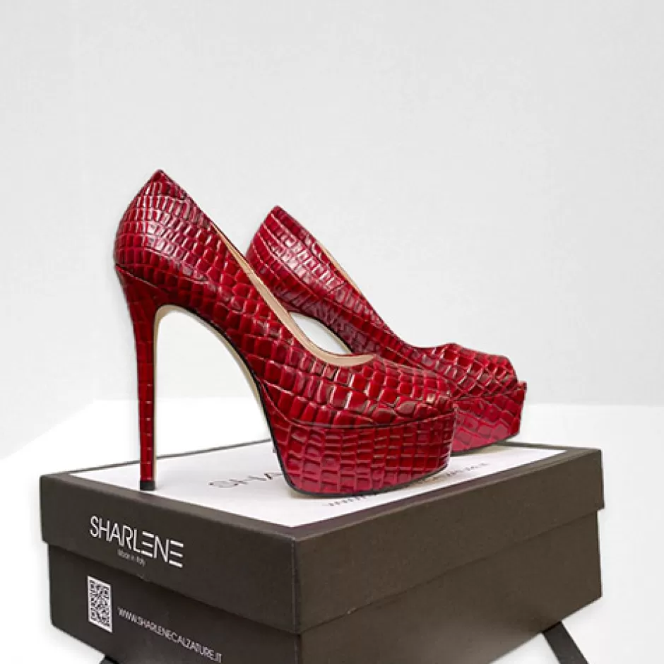 Donna SHARLENE CALZATURE Decollete-Coconut Burgundy Spiked Decollete - Cod. 30476