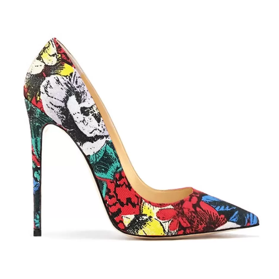 Donna SHARLENE CALZATURE Decollete-Decollete Floral Fabric - Ref. 28419