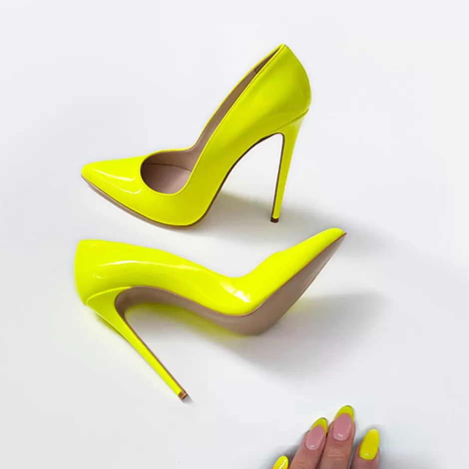 Donna SHARLENE CALZATURE Decollete-Decollete Fluo Yellow Patent Leather - Cod. 22337