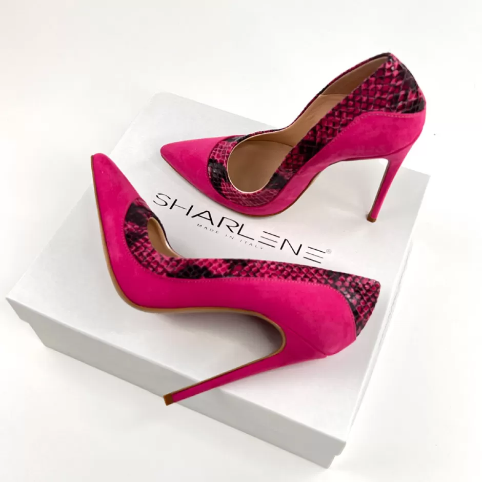 Donna SHARLENE CALZATURE Decollete-Decollete Fuchsia/ Python Suede - Cod. 35507